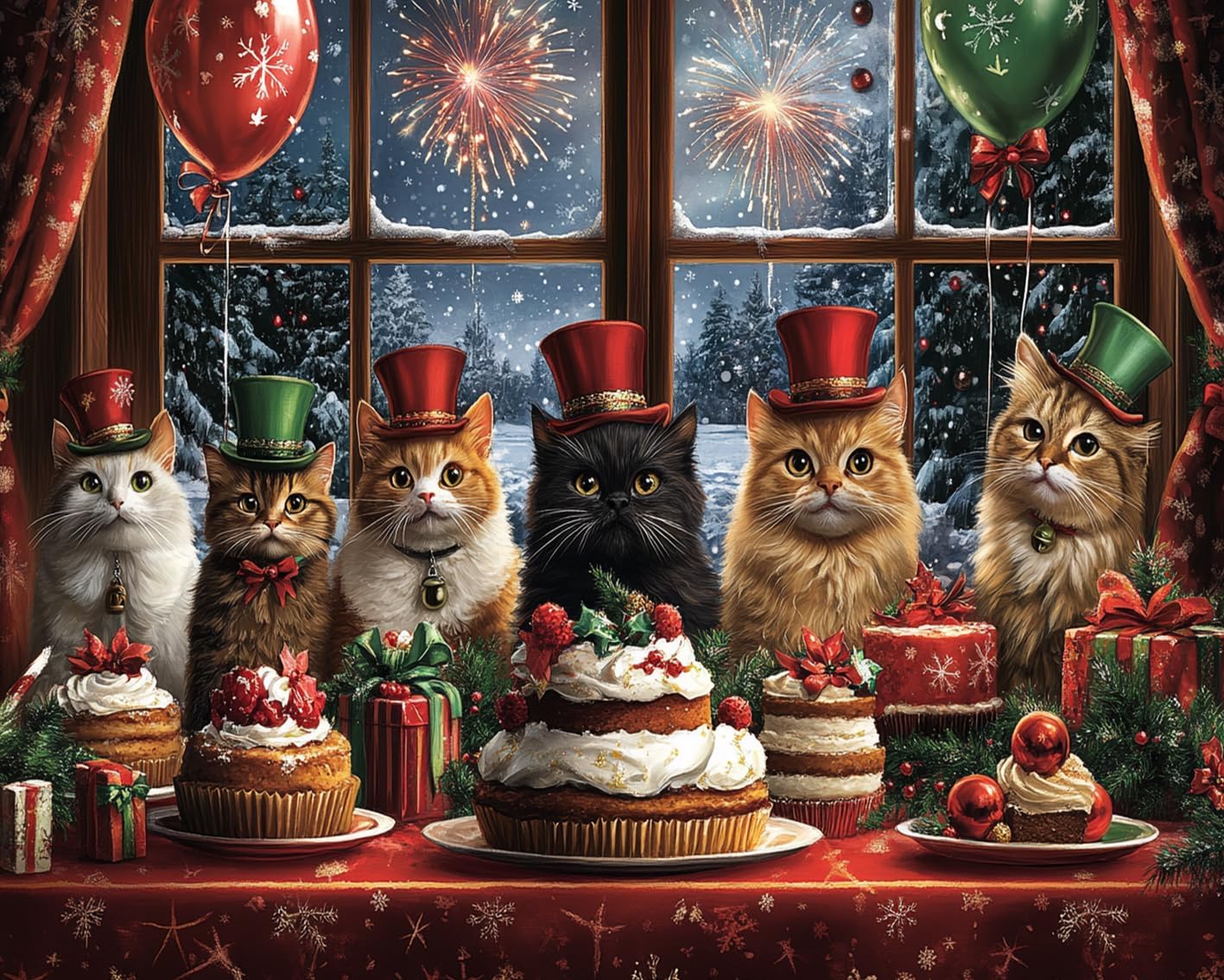 tucocoo-paint-by-numbers-christmas-kittens-malen-nach-zahlen-40x50-katze image 2