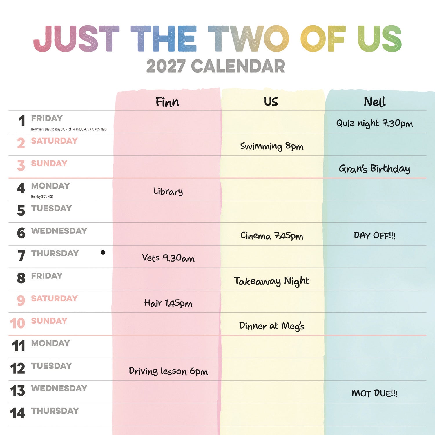 otter-house-just-the-two-of-us-planner-wandkalender-2027 image 1