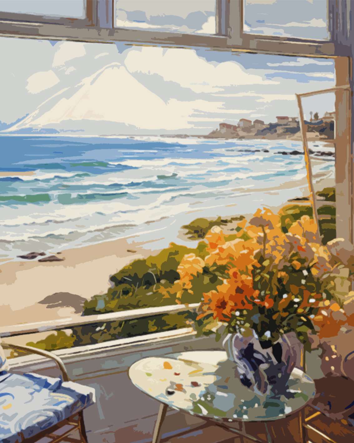 tucocoo-paint-by-numbers-coastal-window-view-flowers-40x50 image 2