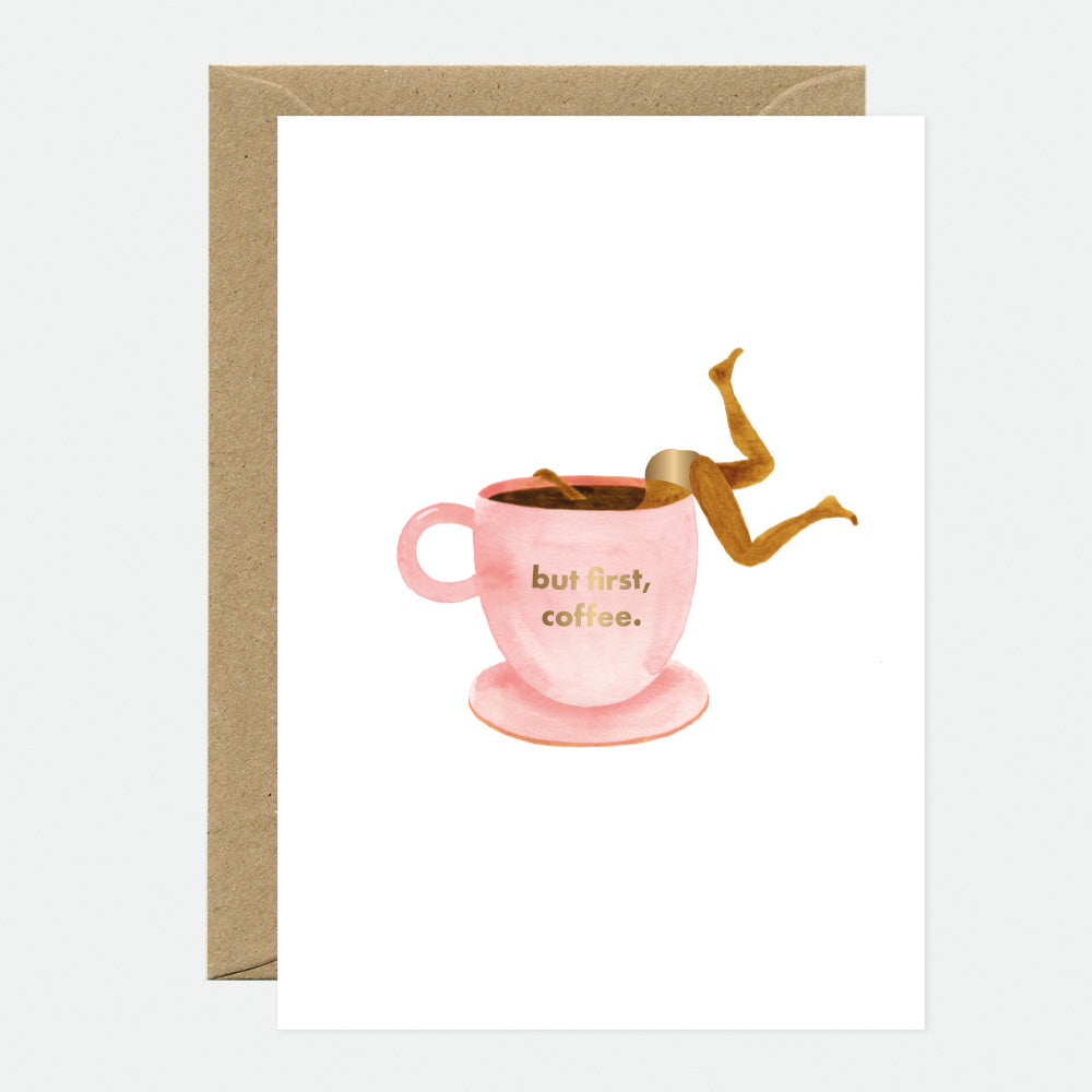 all-the-ways-to-say-but-first-coffee-gru-karte-a6-gold image 1