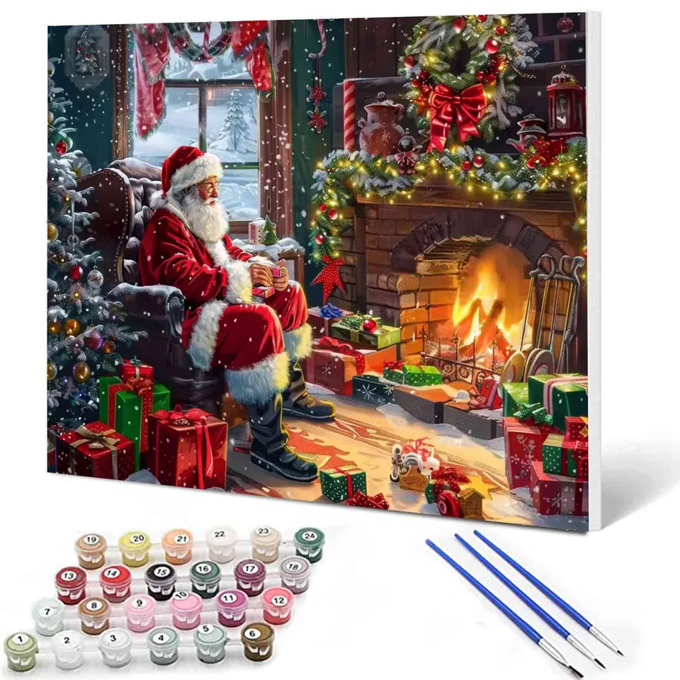 tucocoo-paint-by-numbers-santa-by-fireplace-malen-nach-zahlen-kamin image 1