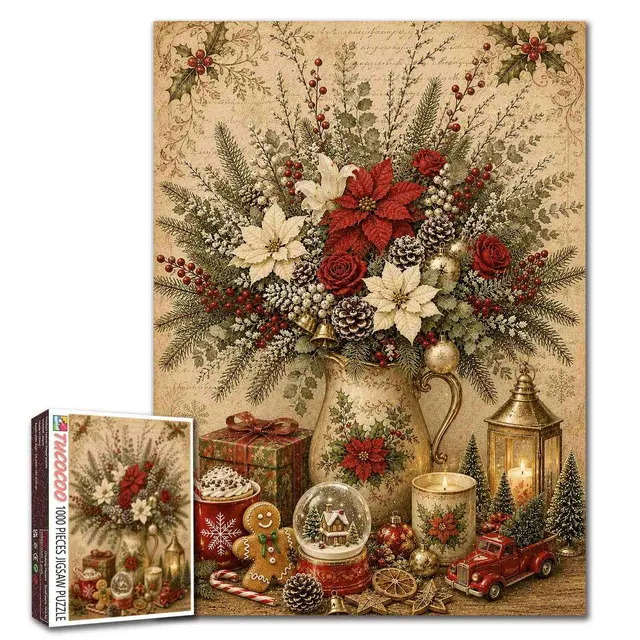 tucocoo-vintage-christmas-floral-arrangement-puzzle-1000-teile image 1