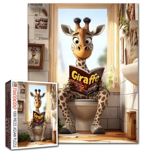 tucocoo-reading-giraffe-puzzle-1000-teile-bad-giraffe-liest image 1