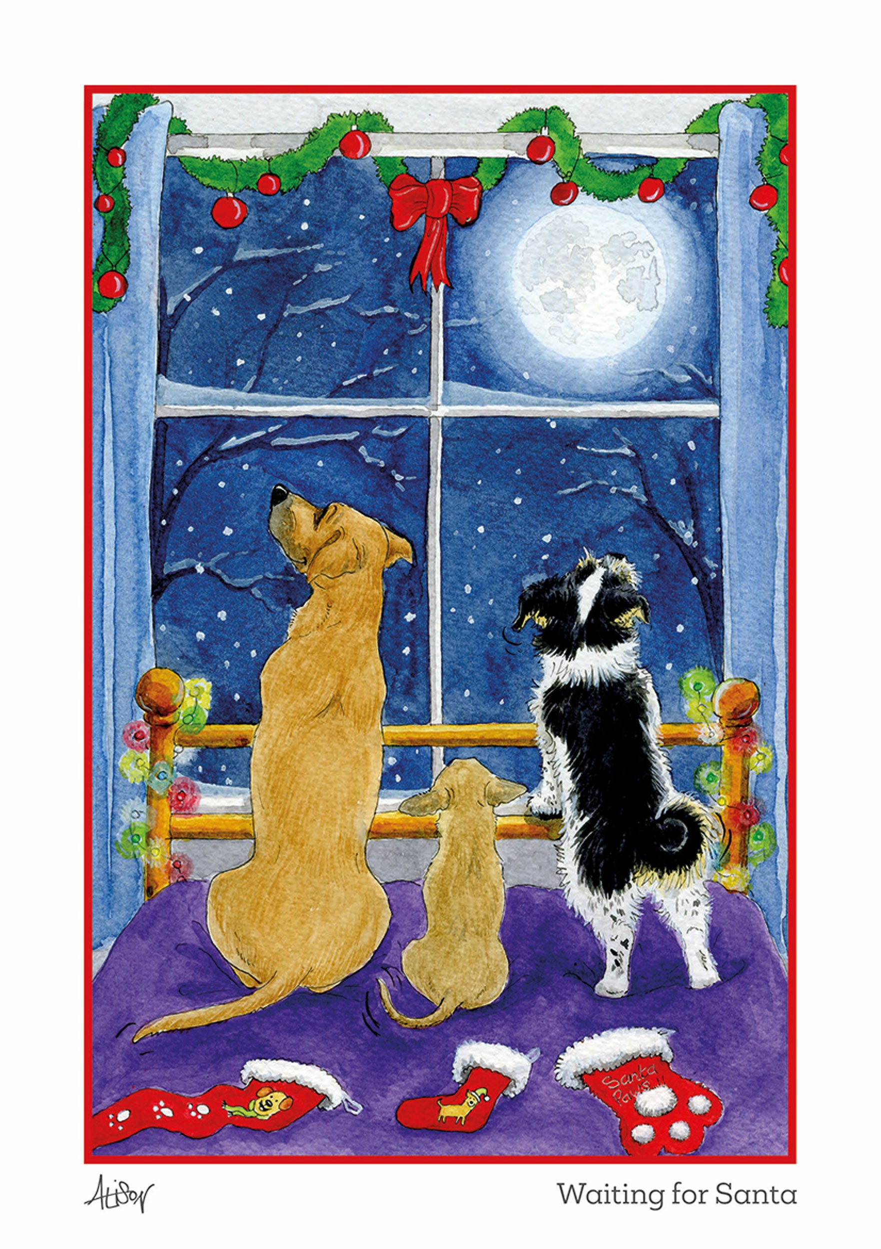 otter-house-christmas-alison-s-animals-waiting-for-santa-weihnachtskarte image 1