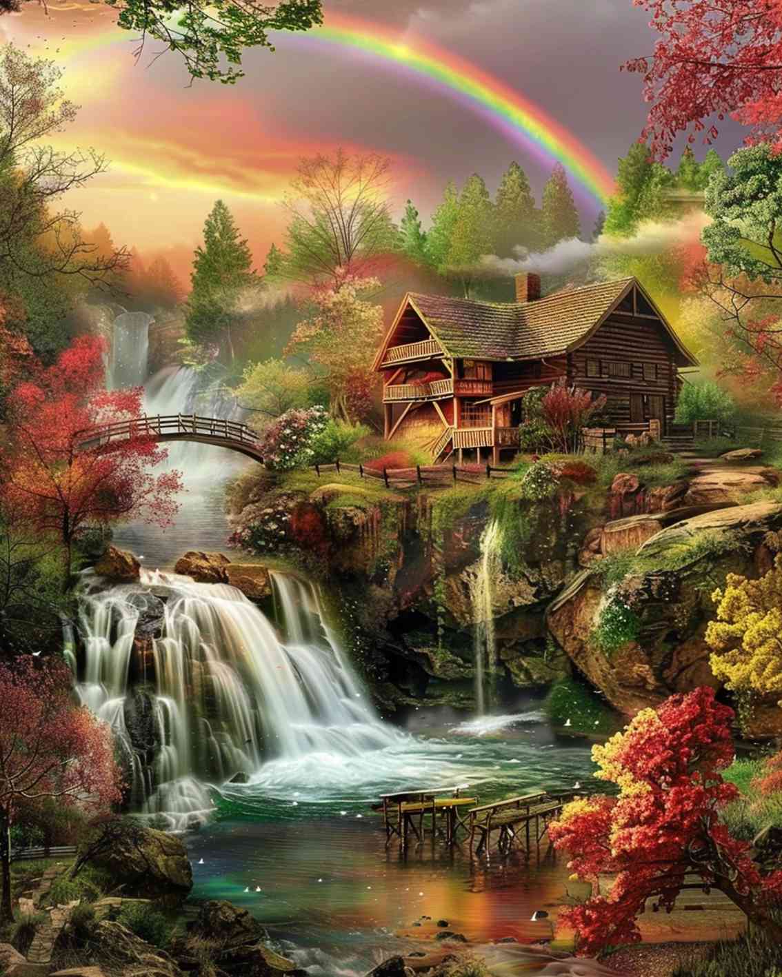 tucocoo-sunset-rainbow-cabin-malen-nach-zahlen-40x50-ohne-rahmen image 2