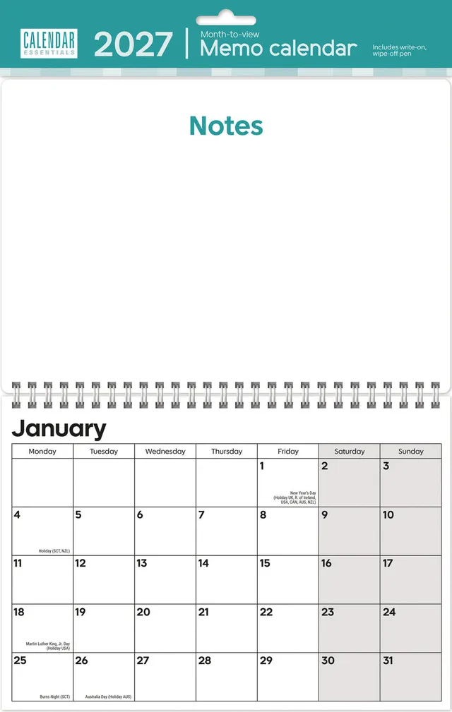 otter-house-essential-memo-wandkalender-2027-a3-mit-stift image 1