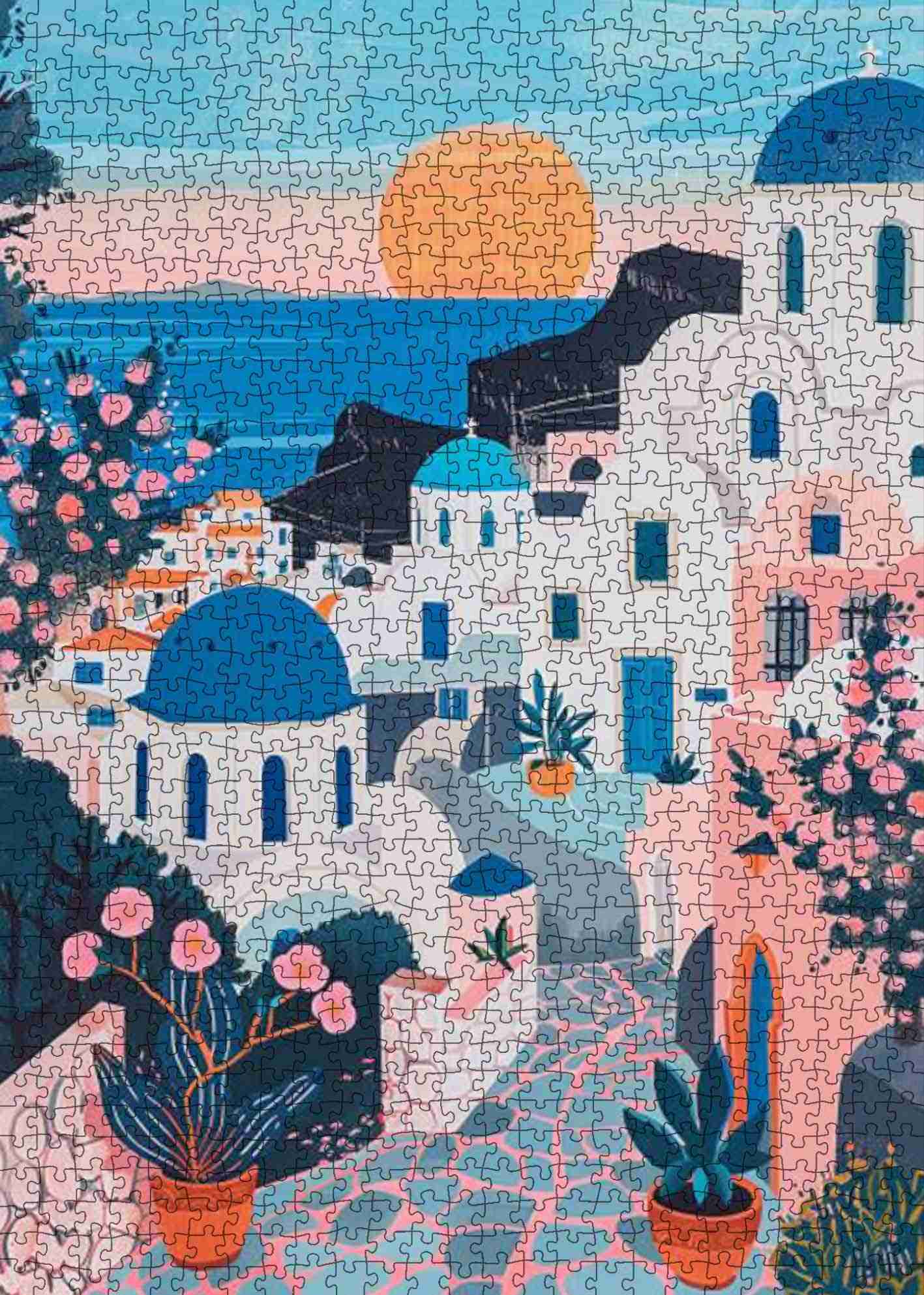 tucocoo-santorini-sunset-view-puzzle-1000-teile-griechenland image 2
