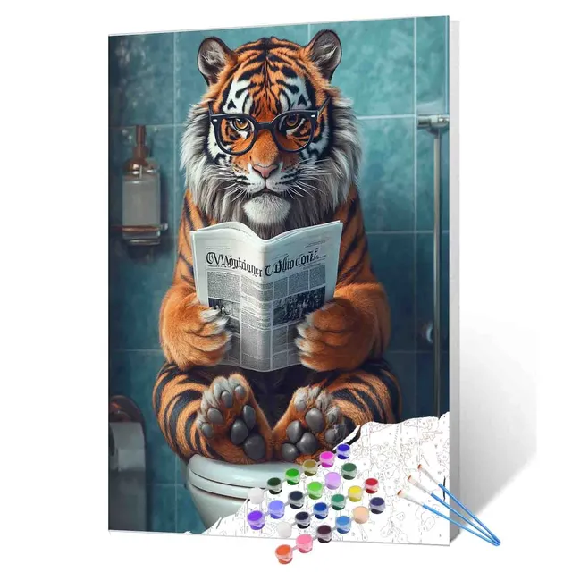 tucocoo-toilet-reading-tiger-malen-nach-zahlen-40x50 image 1