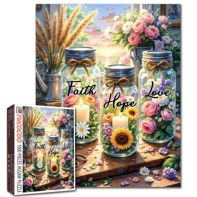 tucocoo-faith-hope-love-floral-puzzle-1000-teile-blumen image 1