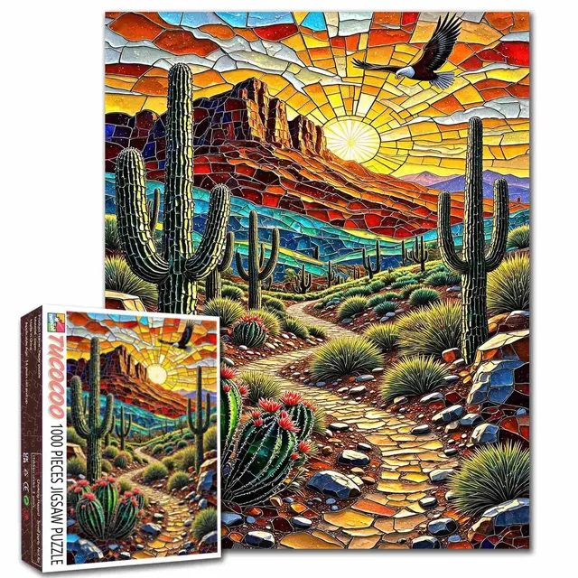 tucocoo-southwest-desert-stained-glass-puzzle-1000-teile-w-ste image 1