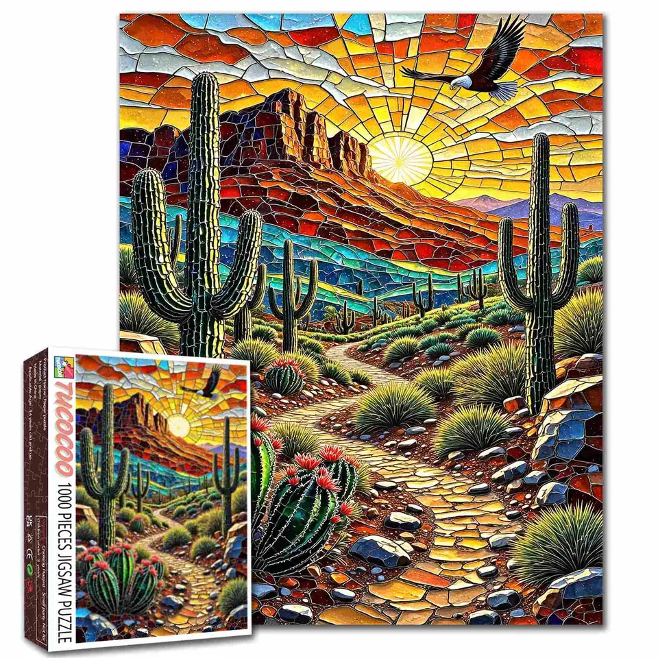 tucocoo-southwest-desert-stained-glass-puzzle-1000-teile-w-ste image 1