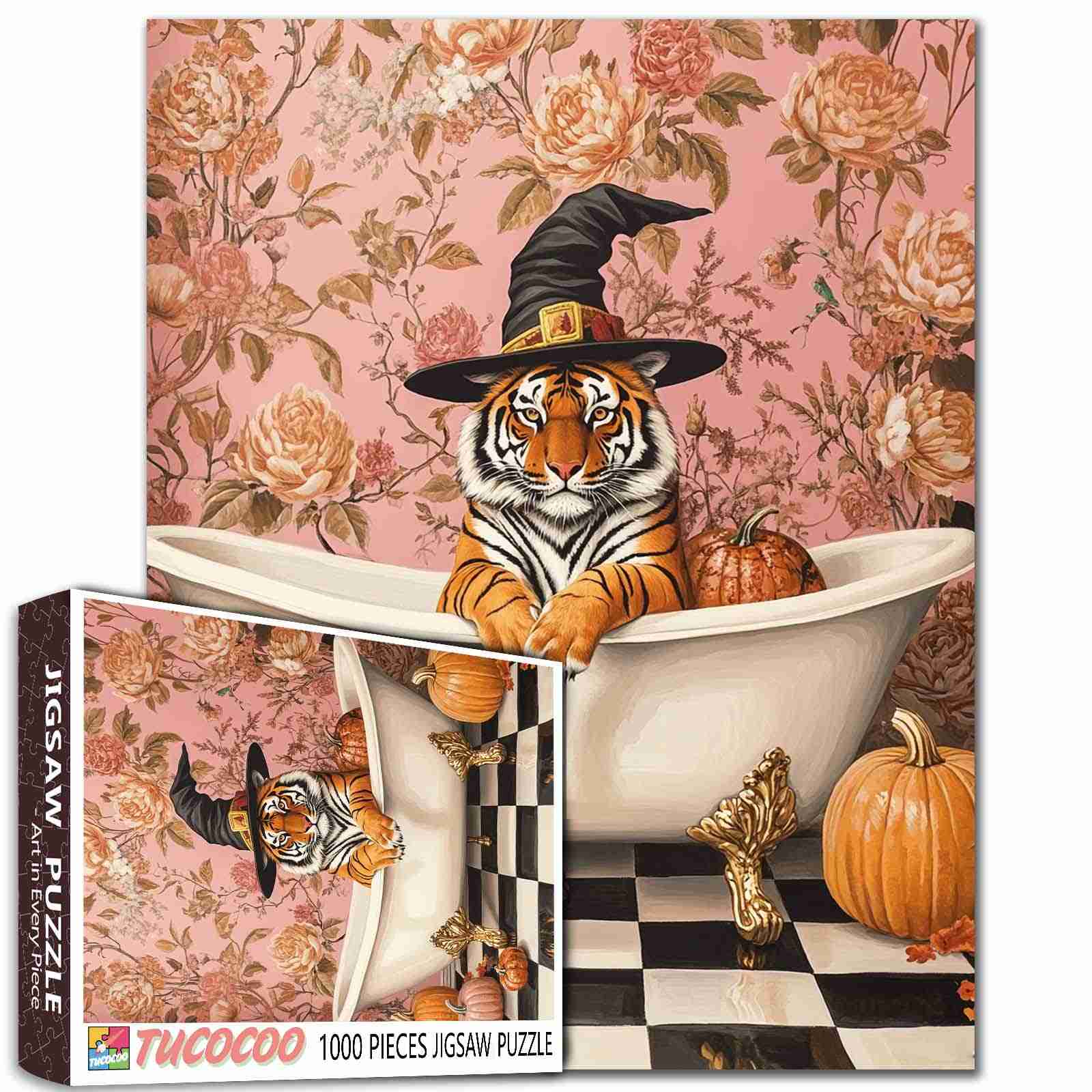tucocoo-tiger-in-bathtub-fantasy-puzzle-1000-teile-halloween image 1