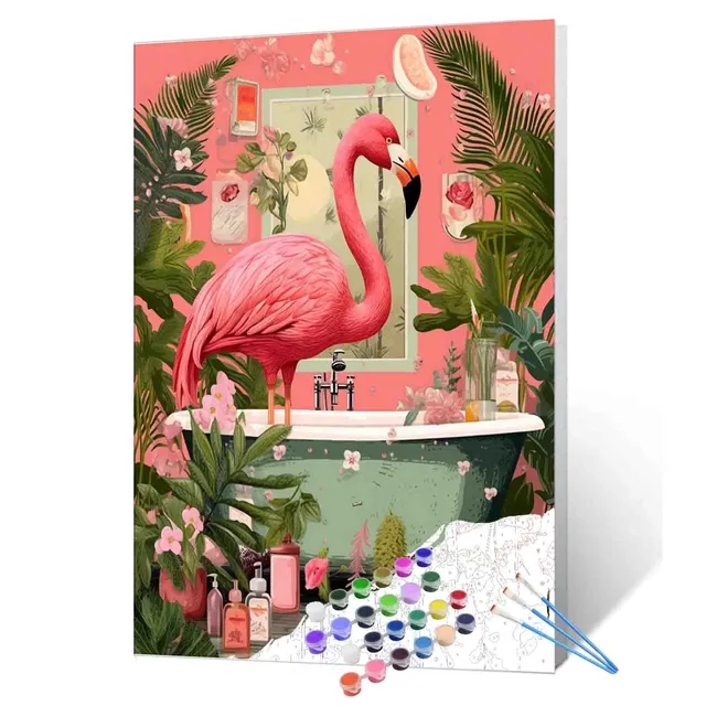 tucocoo-paint-by-numbers-flamingo-bath-retreat-malbild-40x50-ohne-rahmen image 1