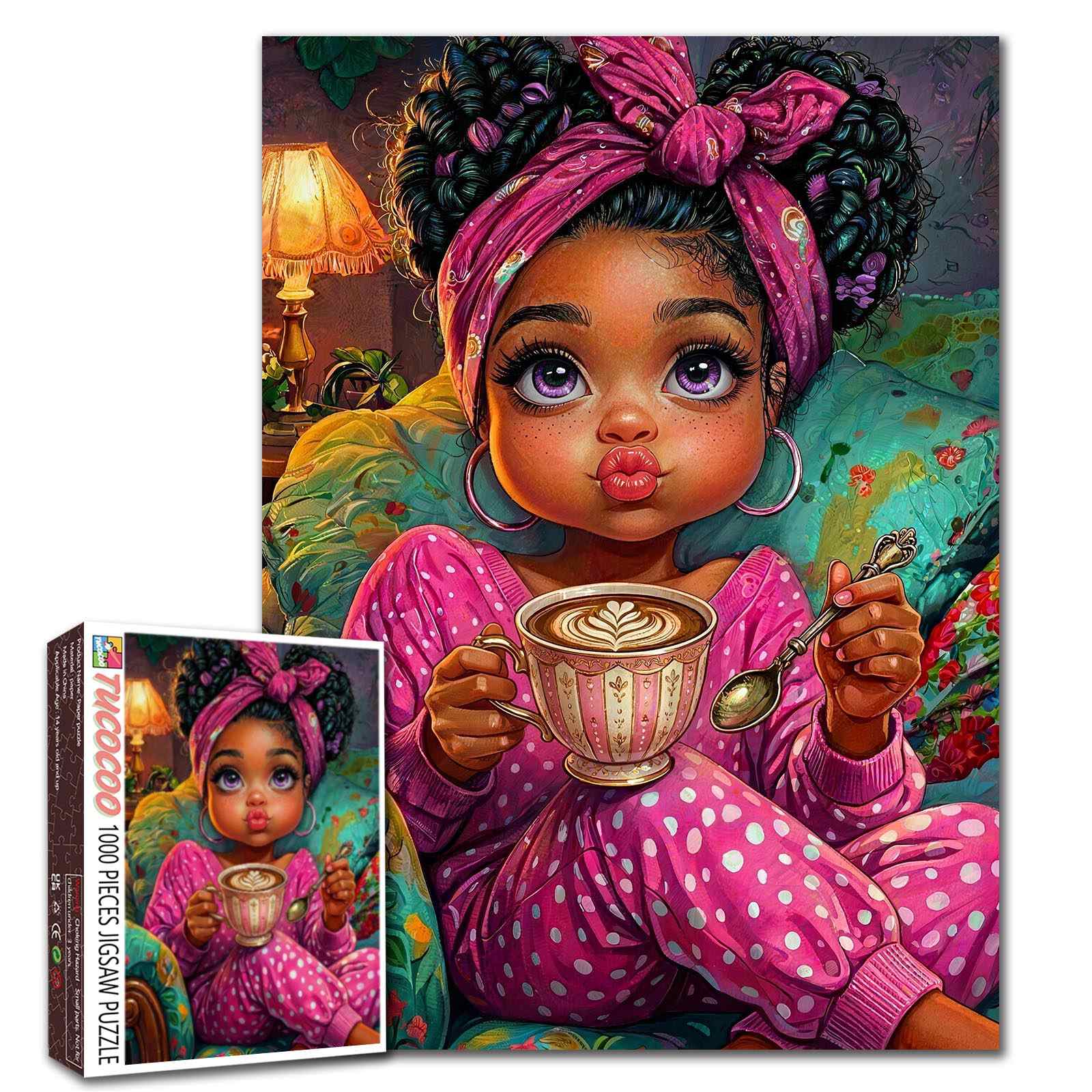 tucocoo-cozy-coffee-time-girl-puzzle-1000-teile-m-dchen image 1