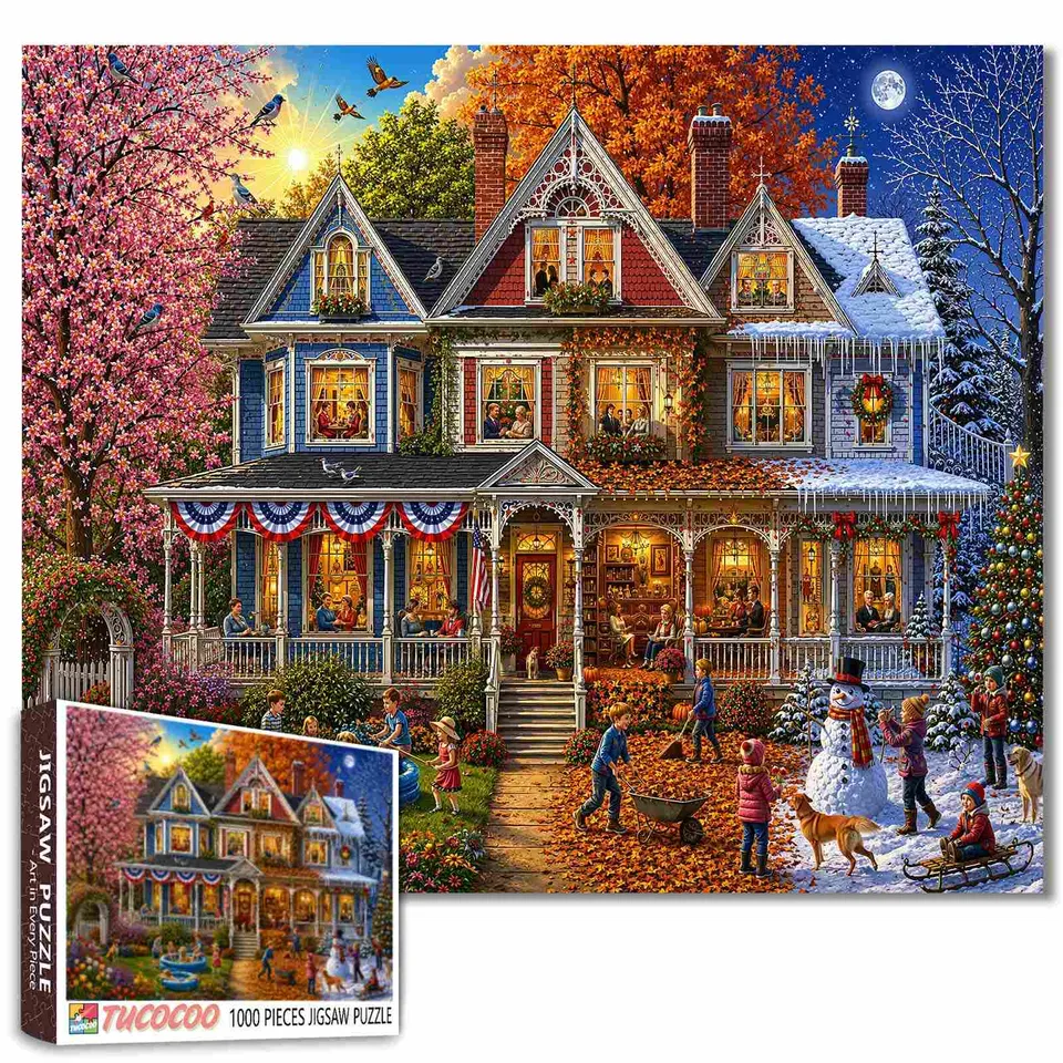 tucocoo-four-seasons-family-home-puzzle-1000-teile-haus image 1
