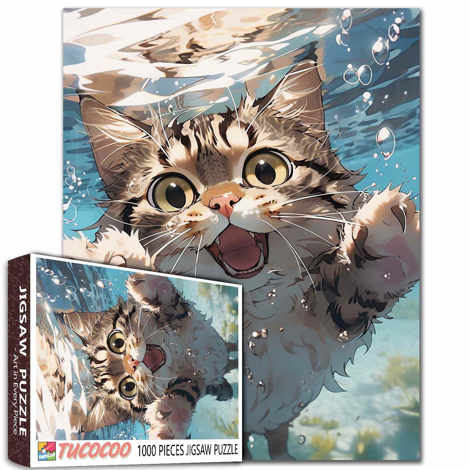 tucocoo-swimming-cat-adventure-puzzle-1000-teile-katze image 1