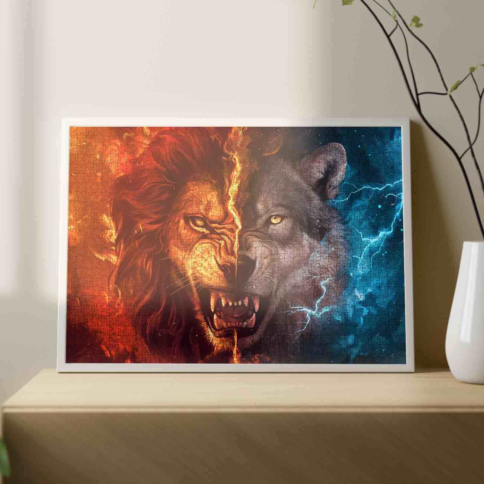 tucocoo-jigsaw-puzzles-lion-wolf-fire-ice-puzzle-1000-teile-tiere image 3