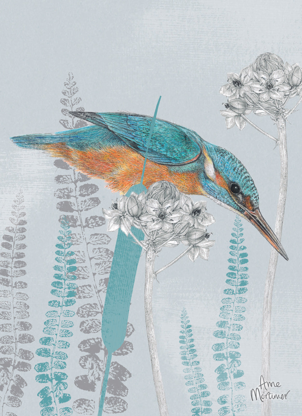 otter-house-rspb-in-the-flowers-gru-karte-kingfisher image 1
