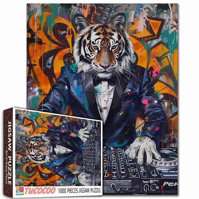 tucocoo-jigsaw-puzzles-tiger-1000-teile-puzzle-dj-graffiti image 1