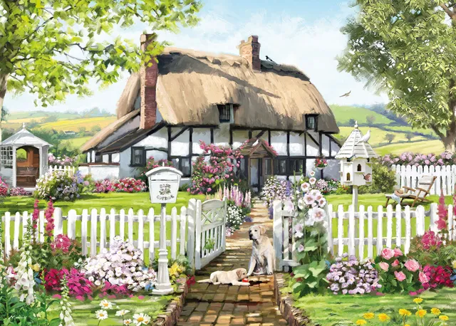 otter-house-country-thatch-puzzle-1000-teile-cottage-hund image 1