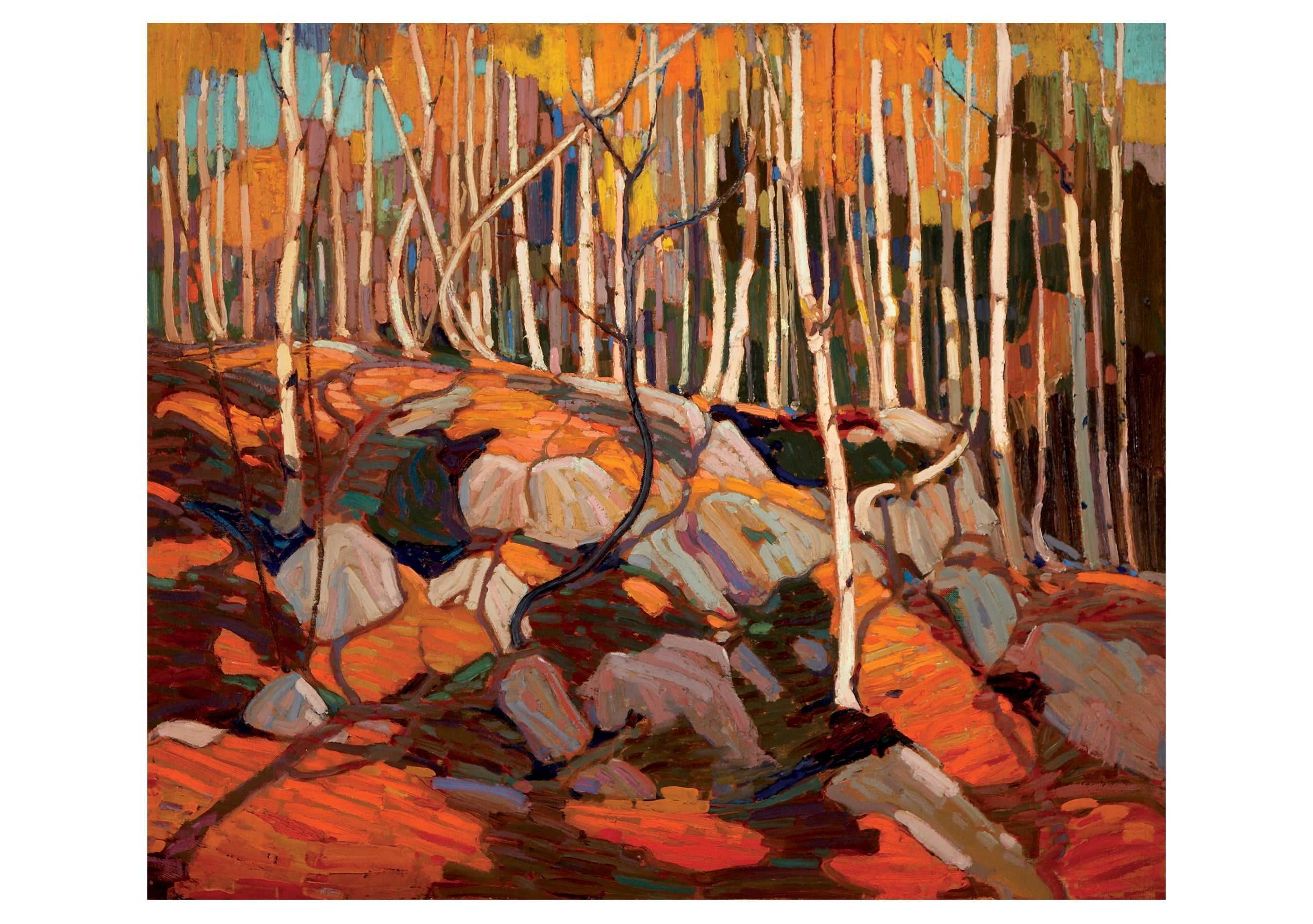 pomegranate-blank-notecards-birch-grove-klappkarte-herbst-landschaft image 1