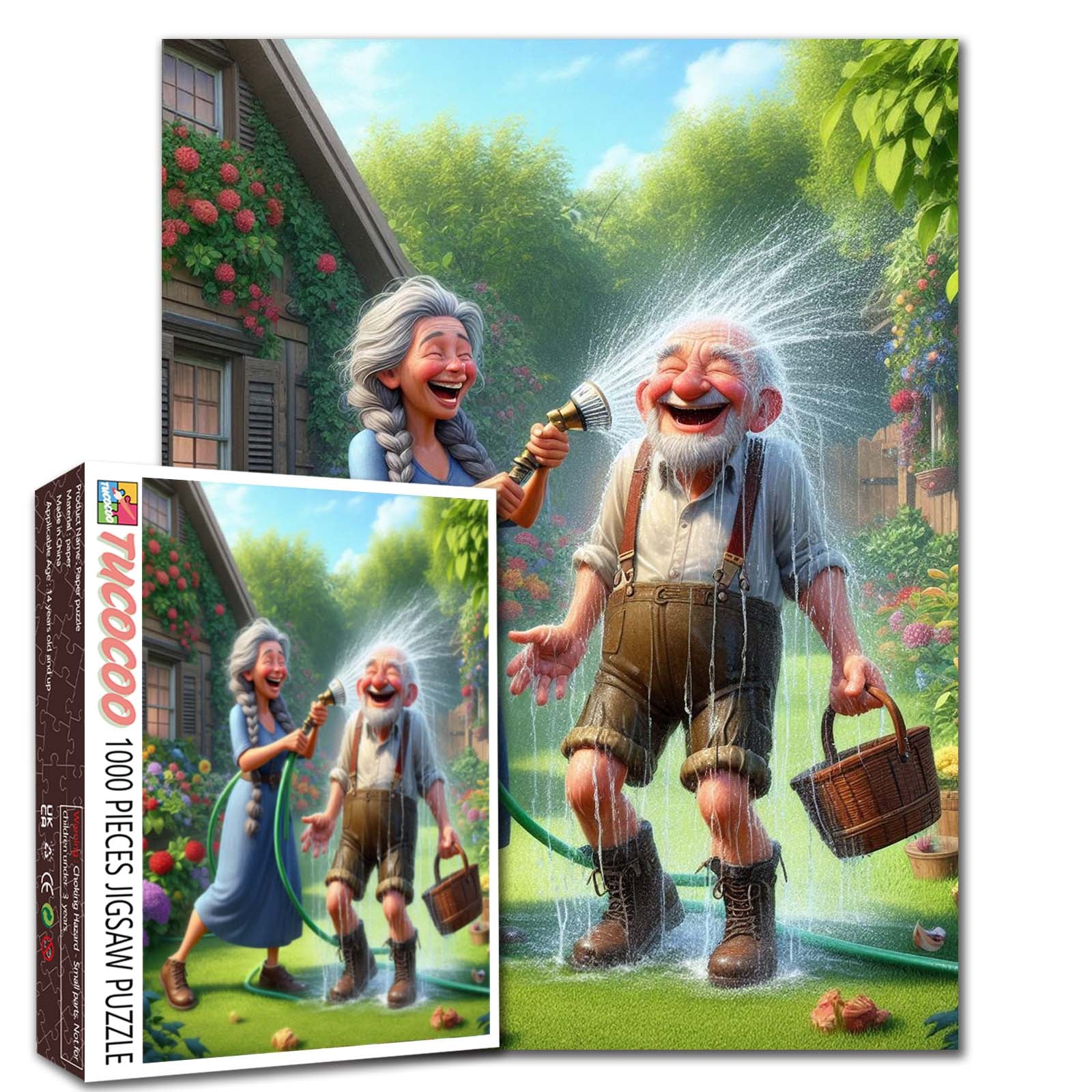 tucocoo-jigsaw-puzzles-garden-hose-couple-puzzle-1000-teile-garten image 1