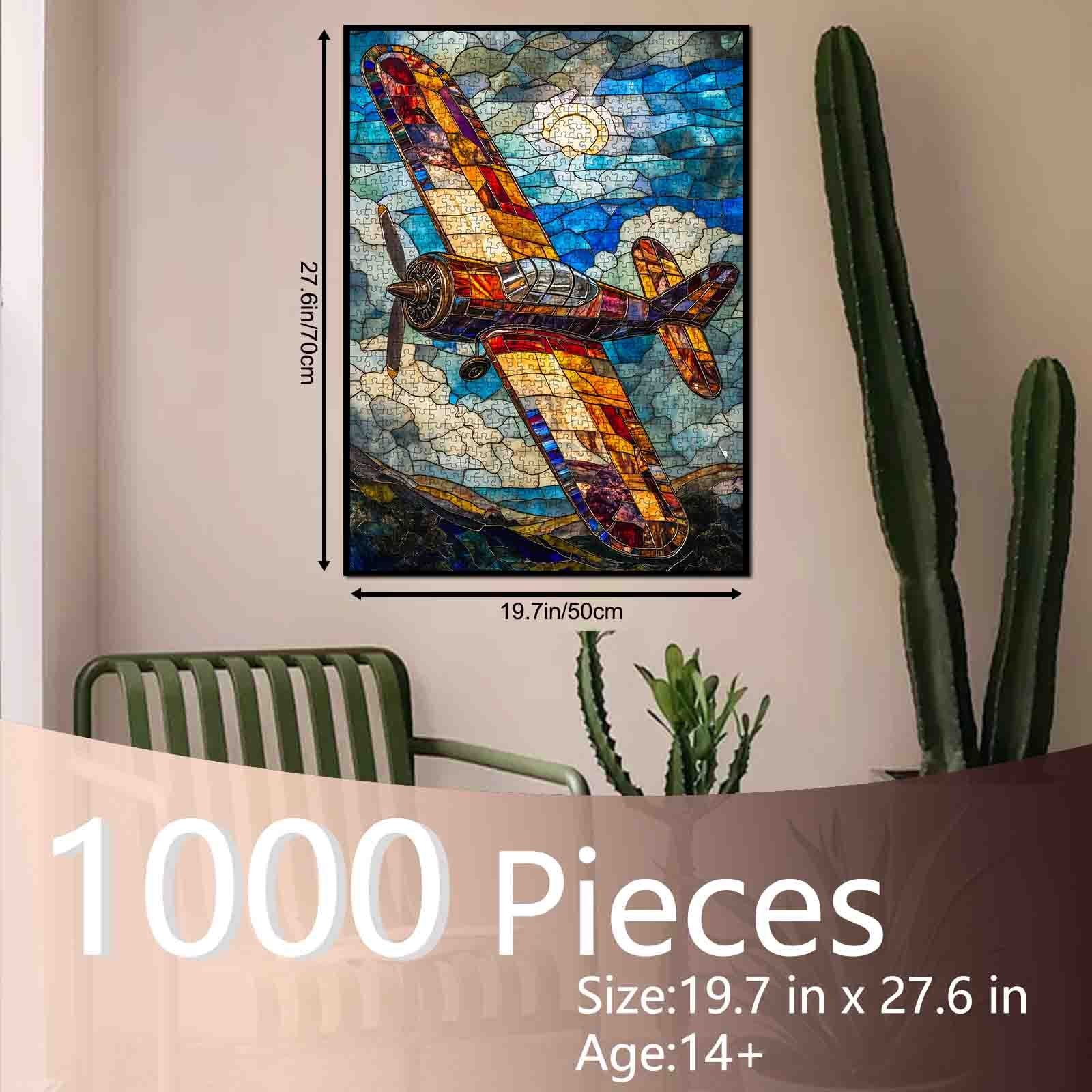 tucocoo-stained-glass-airplane-puzzle-1000-teile-flugzeug image 5