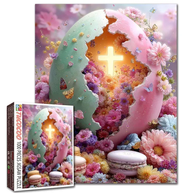 tucocoo-jigsaw-puzzles-floral-easter-bunny-silhouette-dream-puzzle-1000-teile-os image 1
