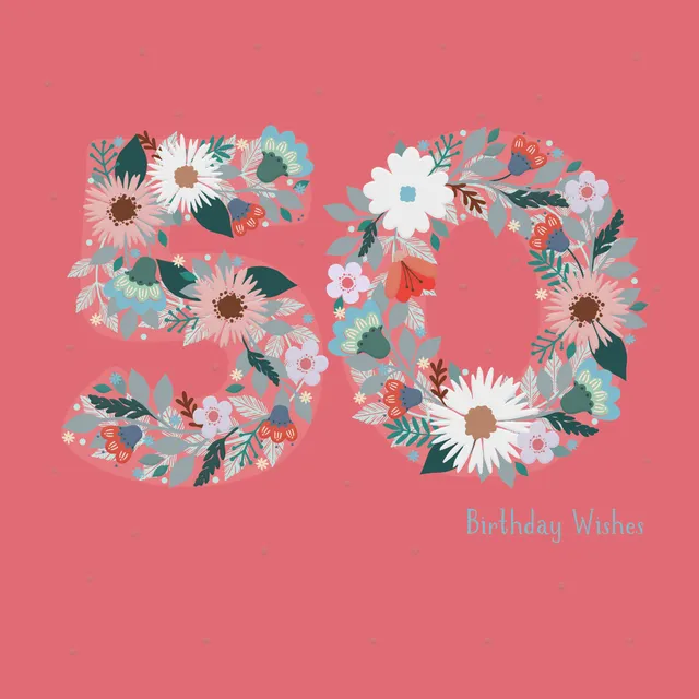 otter-house-age-to-celebrate-geburtstagskarte-50-floral image 1