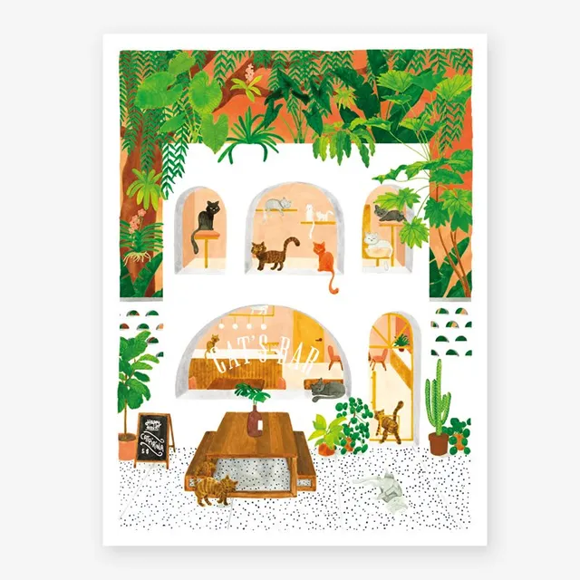 all-the-ways-to-say-cat-s-bar-poster-katzen-aquarell-29-7x39-7 image 1