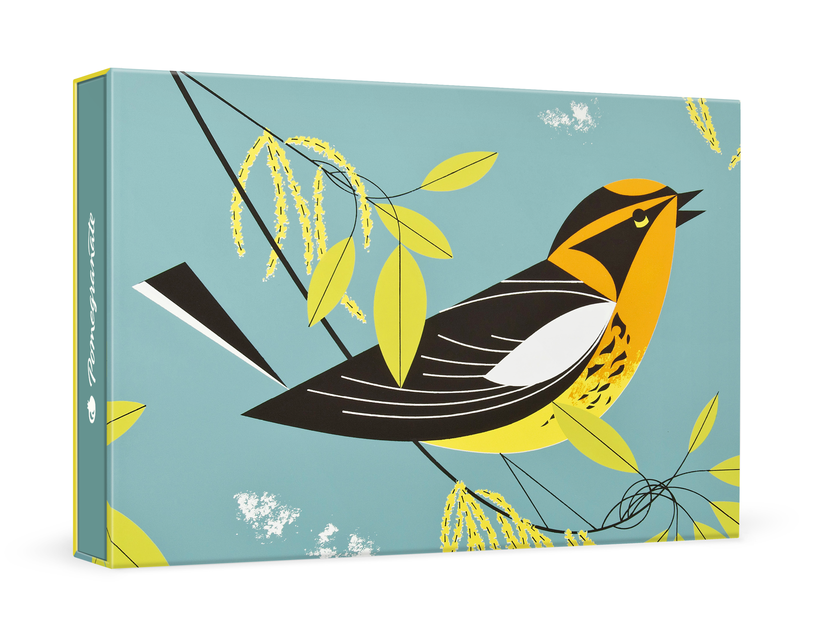 pomegranate-charley-harper-blackburnian-warbler-kartenset-box image 1
