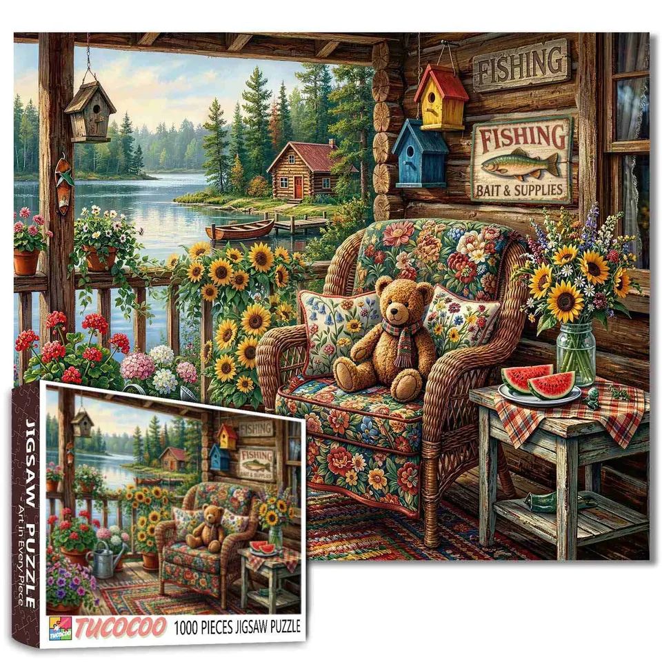 tucocoo-cozy-lakeside-porch-teddy-garden-puzzle-1000-teile image 1