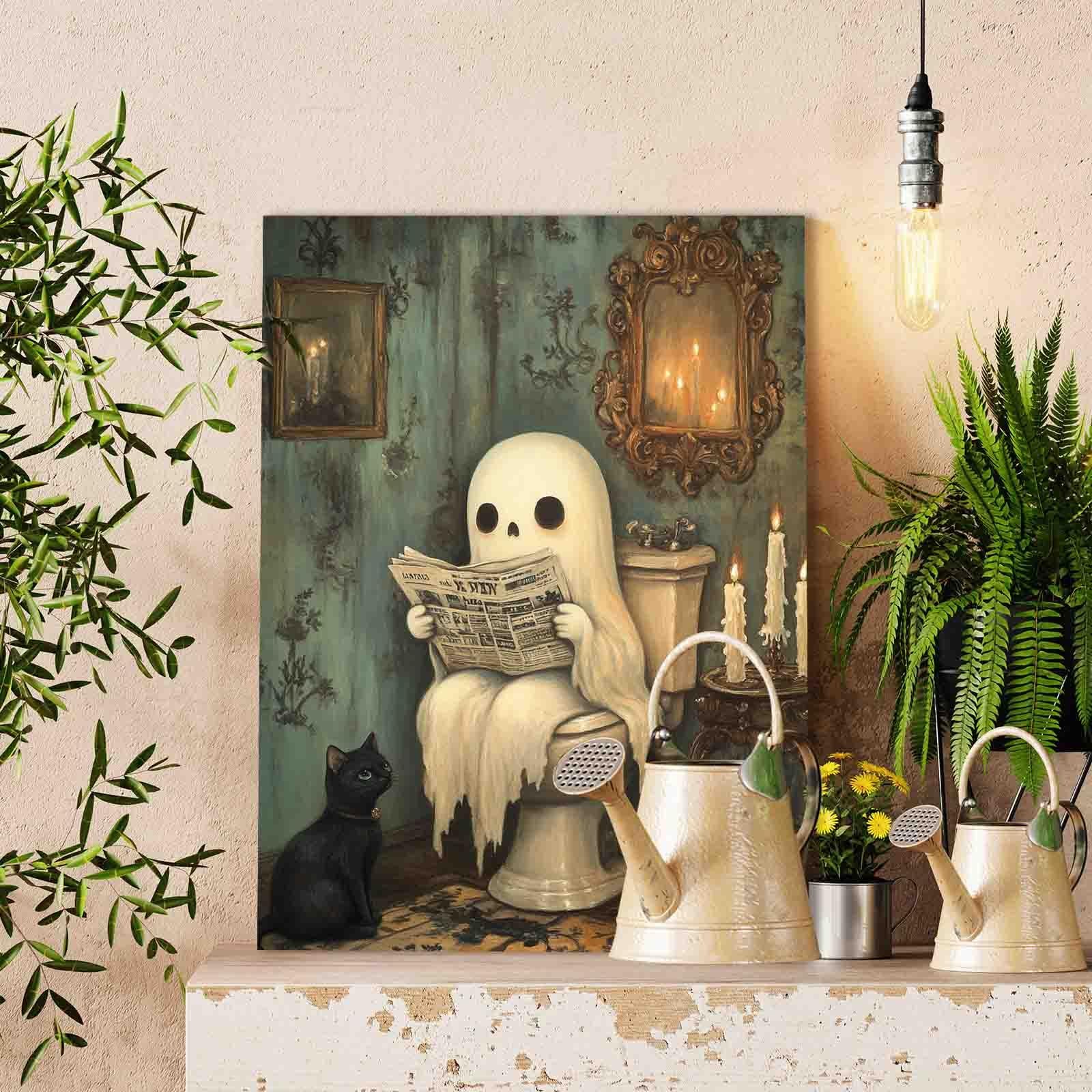 tucocoo-ghost-and-cat-bathroom-malen-nach-zahlen-ohne-rahmen-geist image 2
