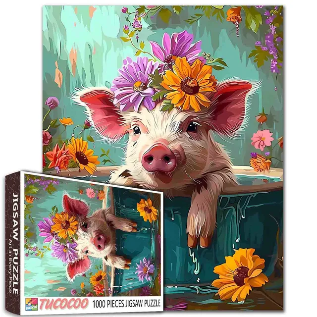 tucocoo-jigsaw-puzzles-adorable-pig-puzzle-1000-teile-badewanne image 1