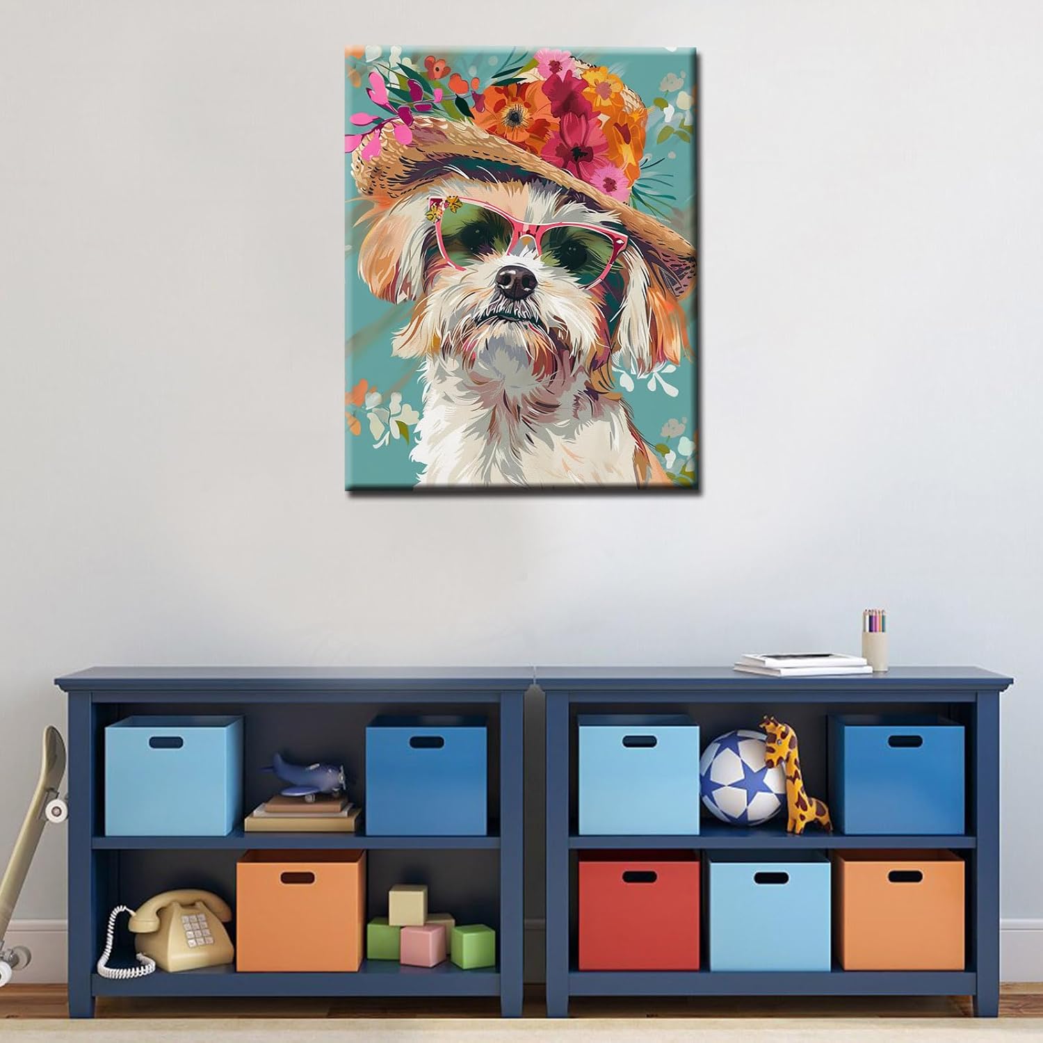 tucocoo-puppy-shades-flowers-hat-malen-nach-zahlen-40x50 image 2