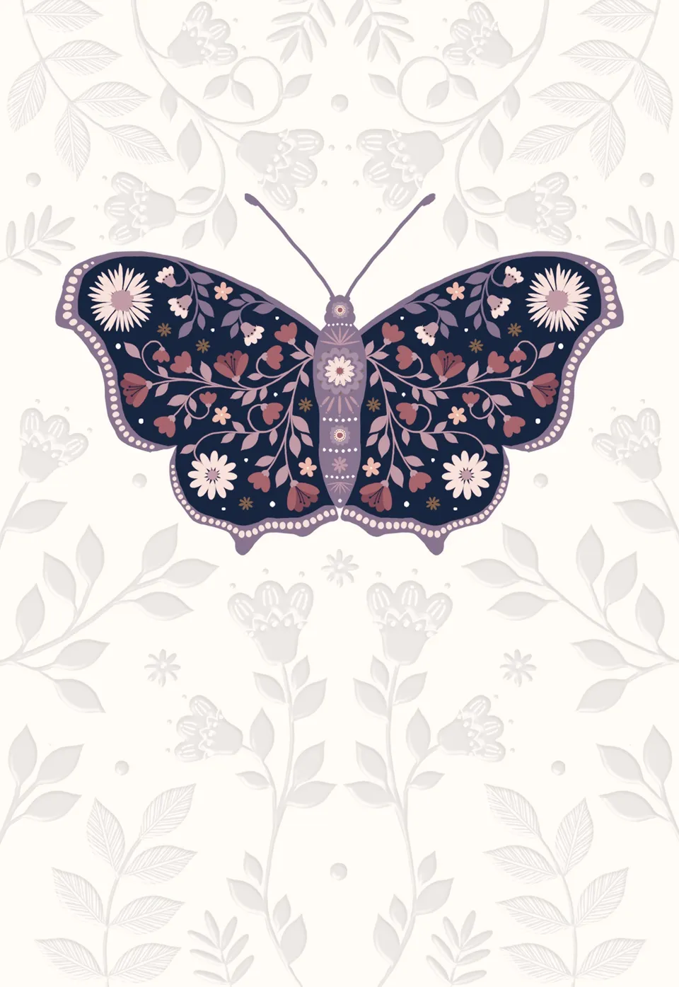 otter-house-folk-fauna-butterfly-gru-karte-schmetterling-blumen image 1