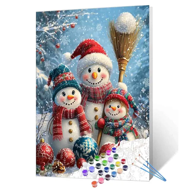 tucocoo-paint-by-numbers-snowman-family-bild-40x50-schneemann image 1