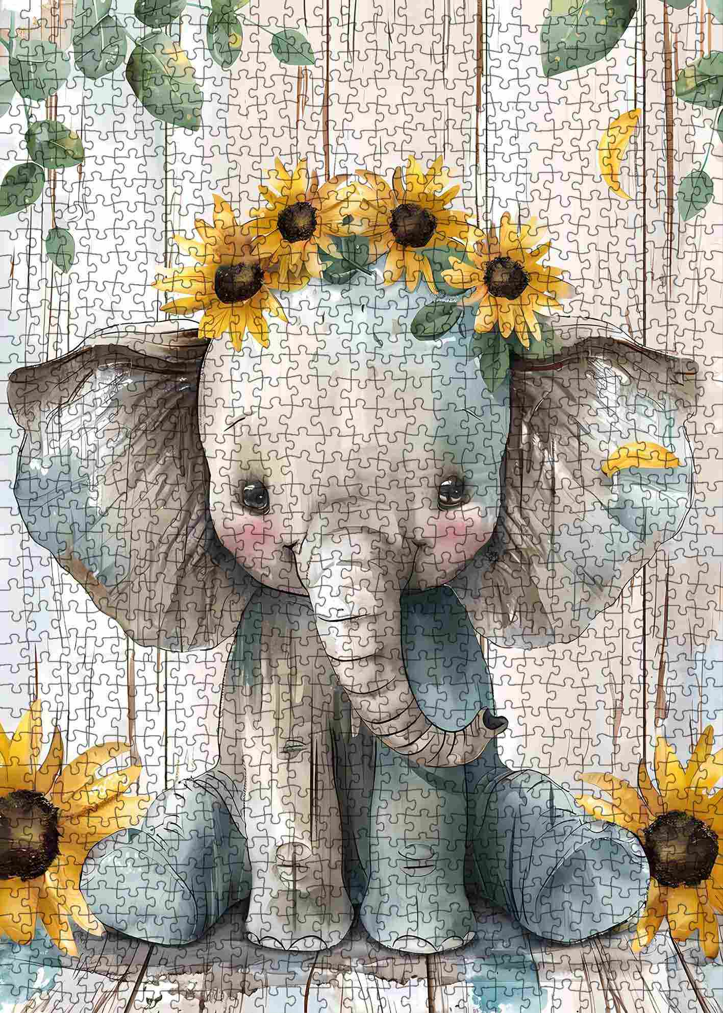 tucocoo-baby-elephant-sunflowers-puzzle-1000-teile-elefant image 2