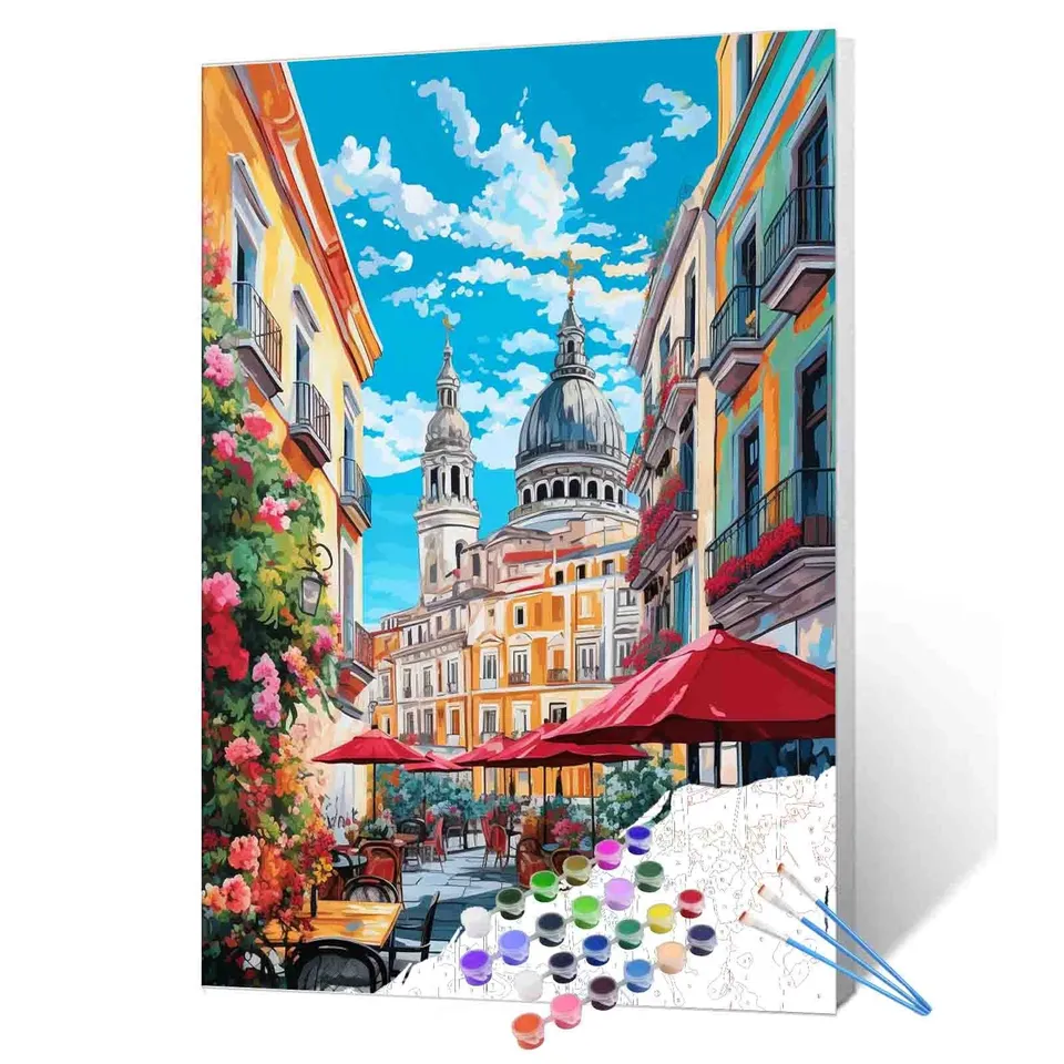 tucocoo-romantic-european-street-malen-nach-zahlen-landschaft image 1