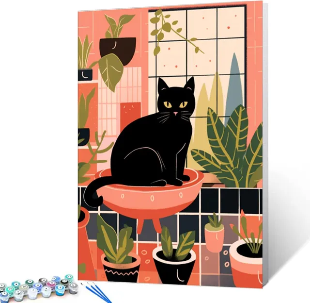 tucocoo-paint-by-numbers-black-cat-beside-sink-malen-nach-zahlen-katze image 1