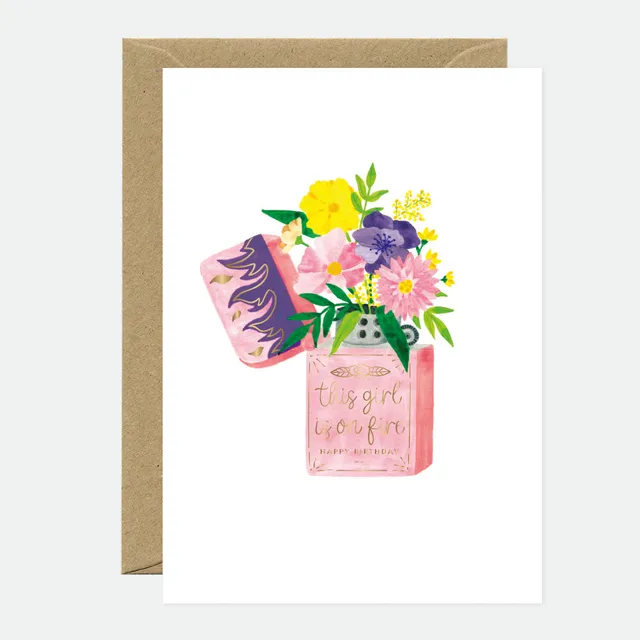 all-the-ways-to-say-flower-lighter-gru-karte-a6-goldfolie image 1