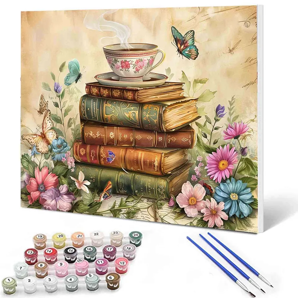 tucocoo-paint-by-numbers-books-tea-butterflies-malen-nach-zahlen-40x50 image 1