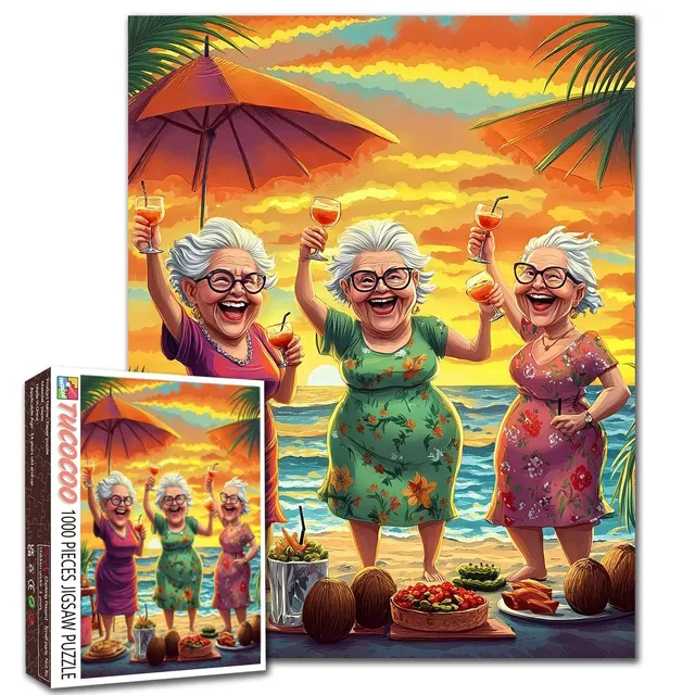 tucocoo-elderly-friends-sunset-beach-puzzle-1000-teile-strand image 1