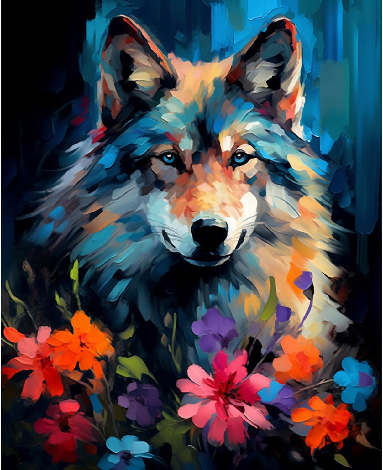 tucocoo-paint-by-numbers-wolf-mit-blumen-malen-nach-zahlen-40x50 image 2