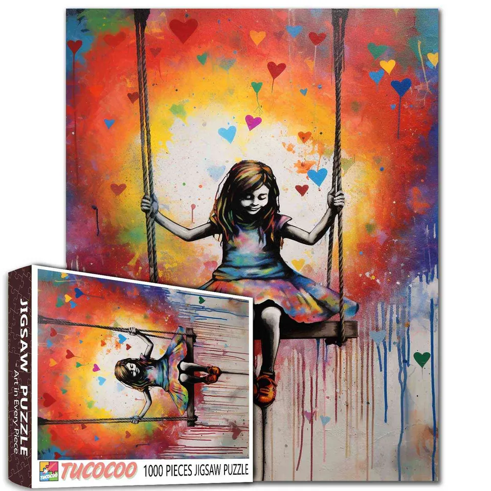 tucocoo-little-girl-swing-street-pop-art-puzzle-1000-teile image 1