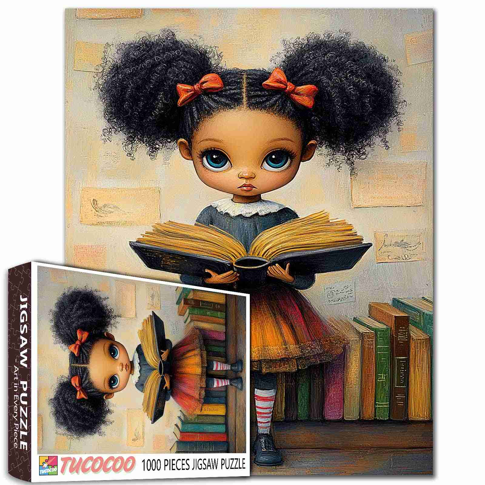 tucocoo-girl-with-book-colorful-skirt-puzzle-1000-teile image 1