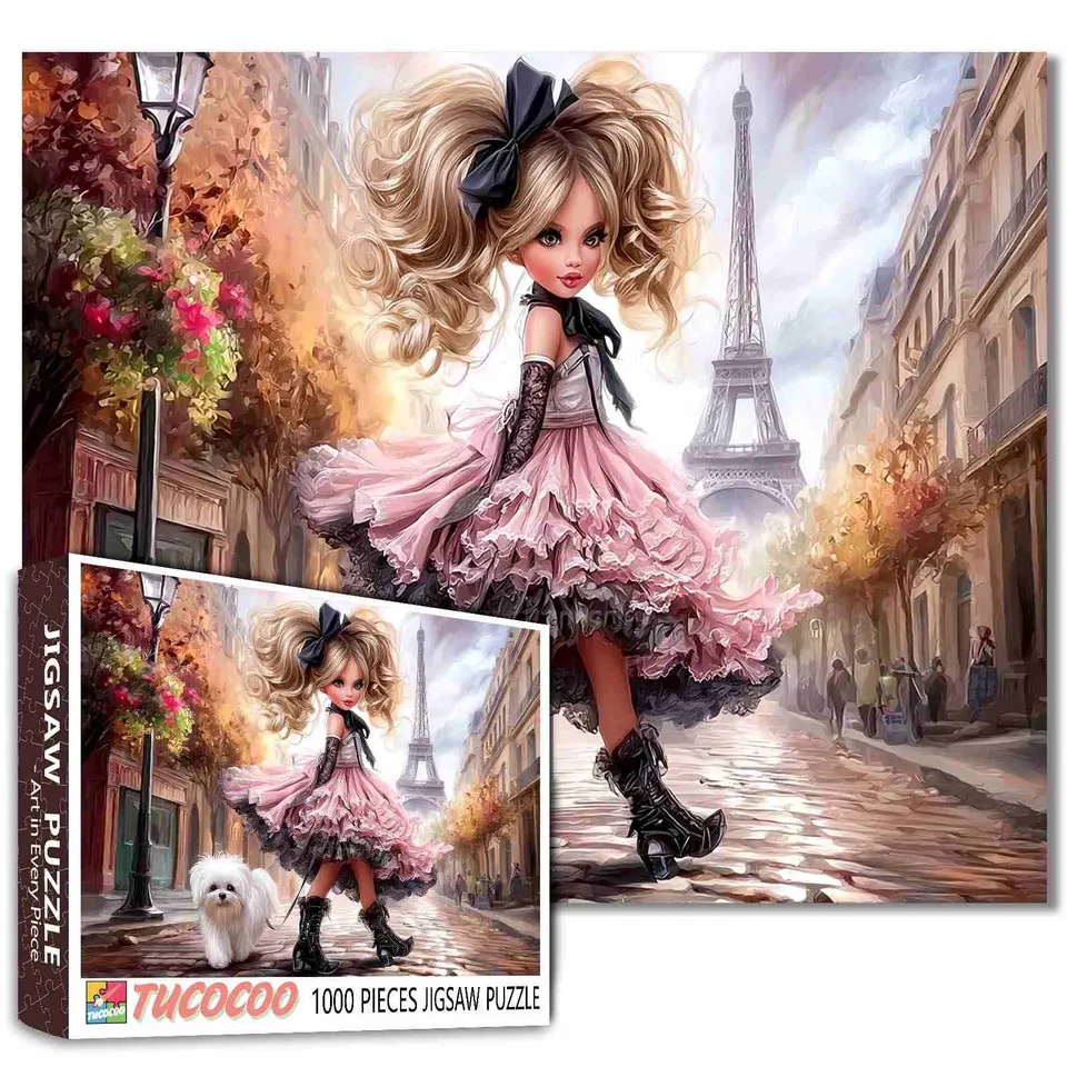 tucocoo-jigsaw-puzzles-paris-fashion-stroll-girl-puzzle-1000-teile image 1