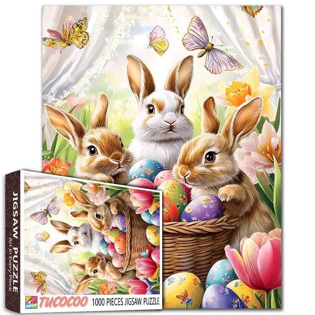 tucocoo-springtime-bunnies-puzzle-1000-teile-hasen image 1