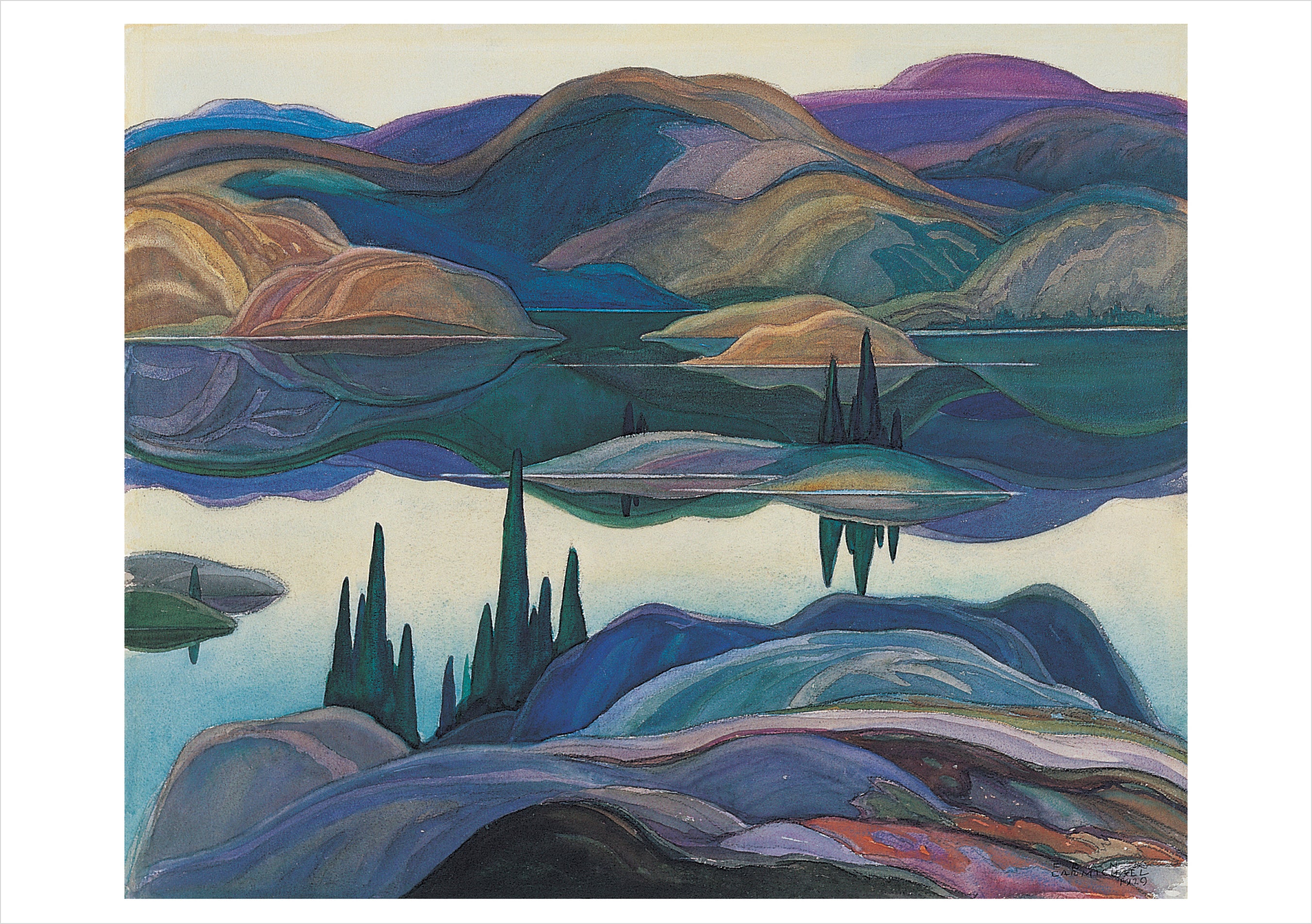 pomegranate-franklin-carmichael-mirror-lake-klappkarte-leer image 1