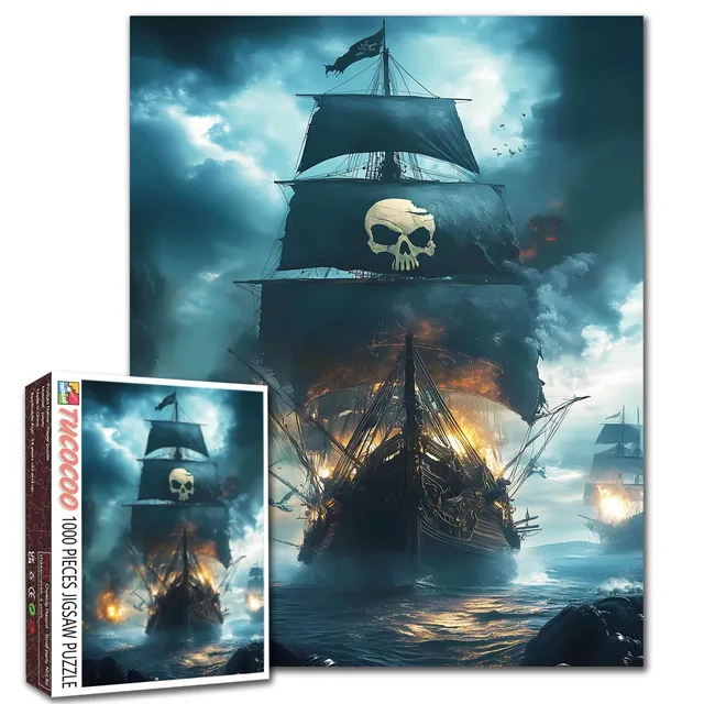 tucocoo-skull-flag-pirate-warship-puzzle-1000-teile image 1